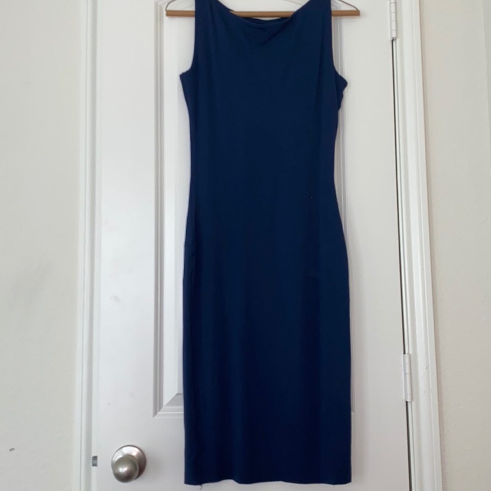 Stix and Roses Ladies Form Fitting Navy Blue Dress Sz. M